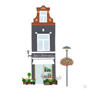 Illustratie Bloemenwinkel Jopies Bloemenhuis Kanaalstraat Lombok Utrecht illustrator Renske Jurriëns