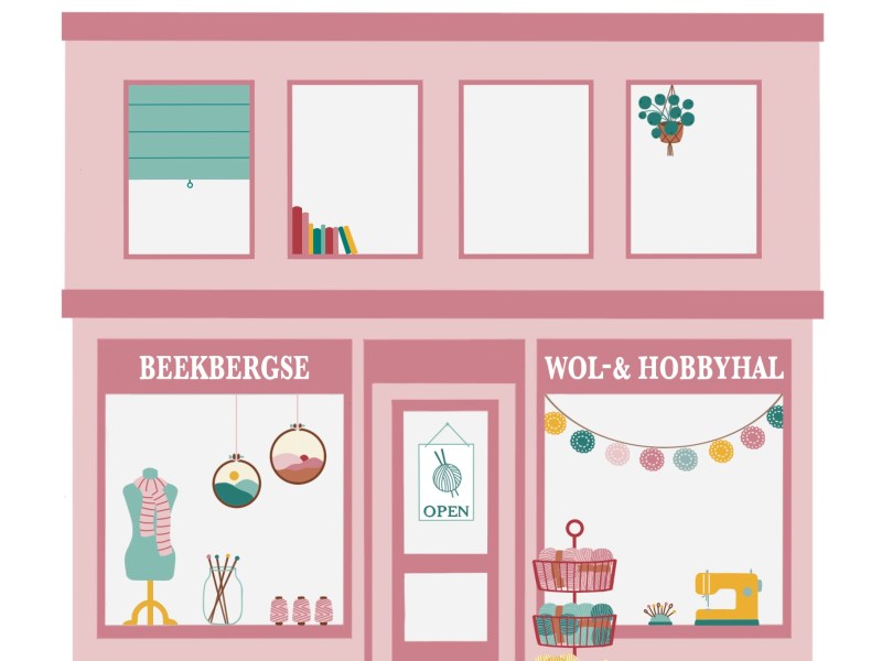 Illustratie wolwinkel Yarnshop Wollladen Apeldoorn illustrator Renske Jurriëns