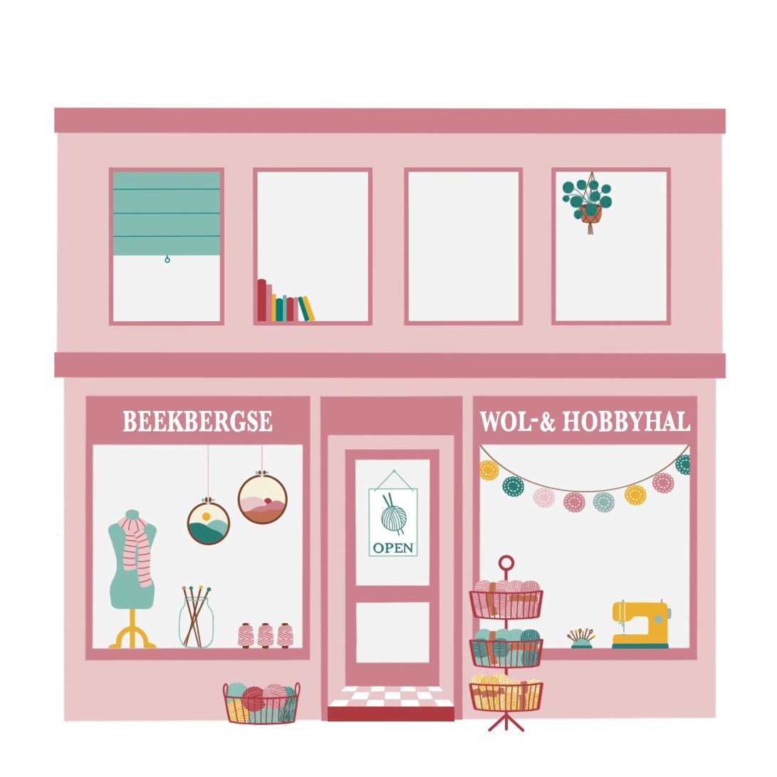 Illustratie wolwinkel Yarnshop Wollladen Apeldoorn illustrator Renske Jurriëns